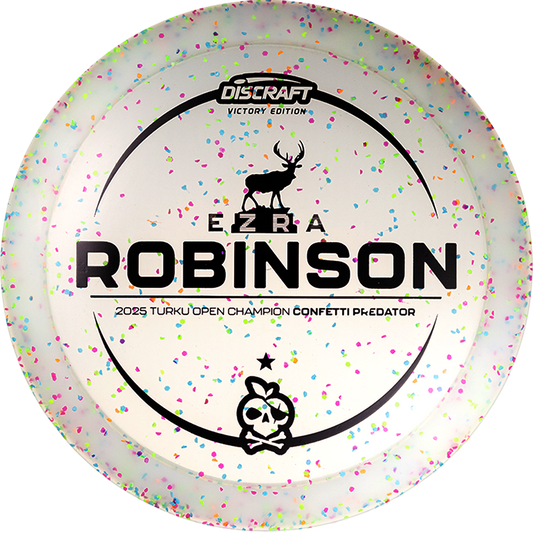 Discraft Limited Edition Victory Edition 2025 Turku Open Champion Ezra Robinson Confetti Elite Z Predator Fairway Driver Golf Disc
