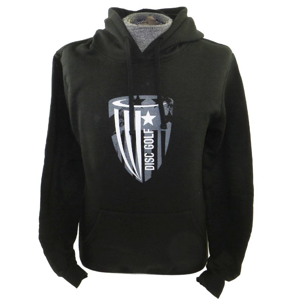 DGA Apparel M / Black w/ Gray Print DGA Stars & Stripes Pullover Hoodie Disc Golf Sweatshirt