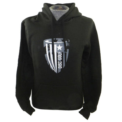 DGA Apparel M / Black w/ Gray Print DGA Stars & Stripes Pullover Hoodie Disc Golf Sweatshirt