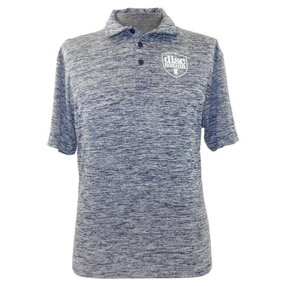 Discmania Apparel M / Heather Navy Blue Discmania Shield Logo Short Sleeve Performance Disc Golf Polo Shirt