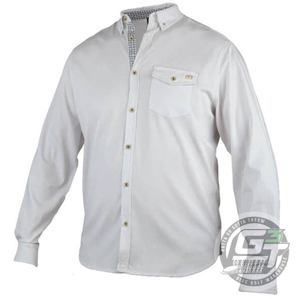 DUDE Apparel XXS / White DUDE Woven Collared Long Sleeve Disc Golf Shirt