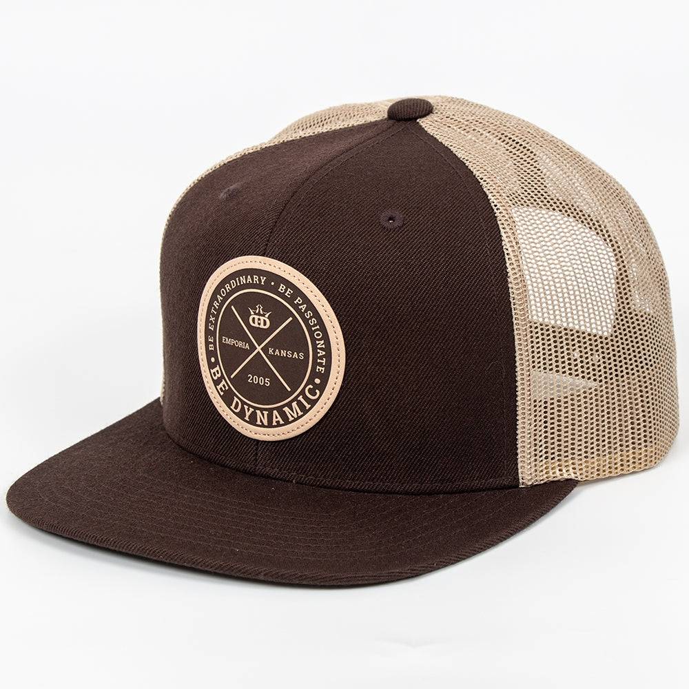 Dynamic Discs Apparel Brown / Tan Dynamic Discs Foundation Leather Patch Snapback Mesh Disc Golf Hat