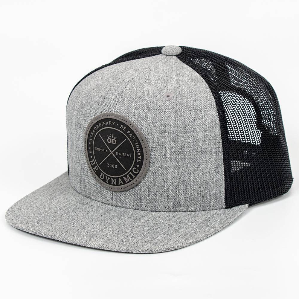 Dynamic Discs Apparel Gray / Black Dynamic Discs Foundation Leather Patch Snapback Mesh Disc Golf Hat