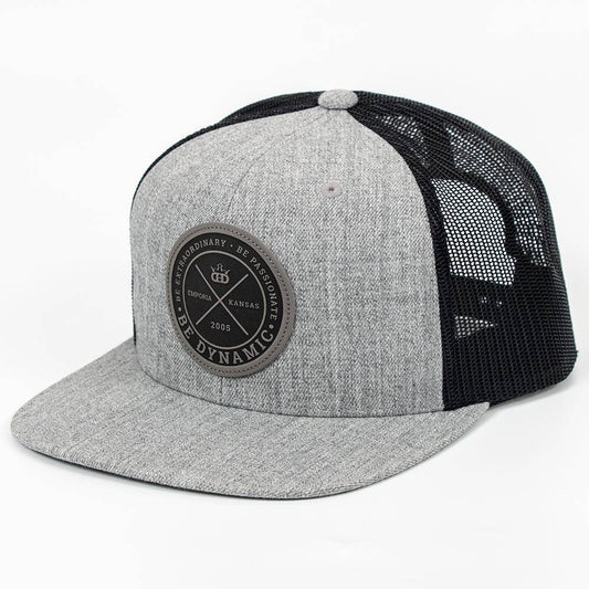 Dynamic Discs Apparel Gray / Black Dynamic Discs Foundation Leather Patch Snapback Mesh Disc Golf Hat