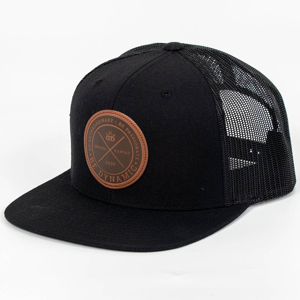 Dynamic Discs Apparel Black / Black Dynamic Discs Foundation Leather Patch Snapback Mesh Disc Golf Hat