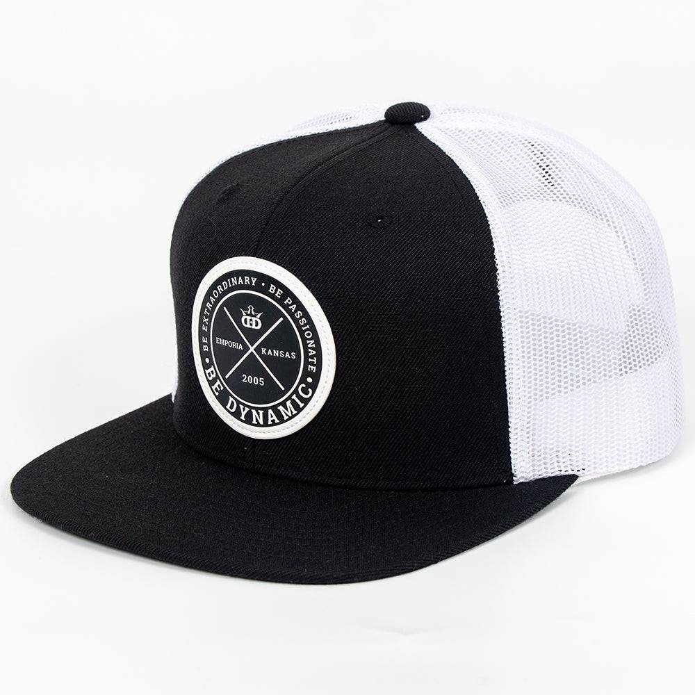 Dynamic Discs Apparel Black / White Dynamic Discs Foundation Leather Patch Snapback Mesh Disc Golf Hat