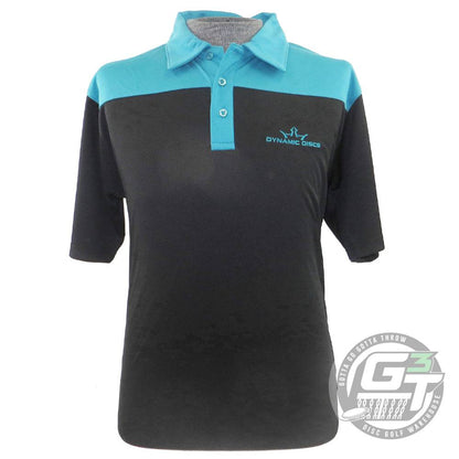 Dynamic Discs Apparel M / Black / Teal Dynamic Discs Two-Tone King D's Logo Short Sleeve Performance Disc Golf Polo Shirt