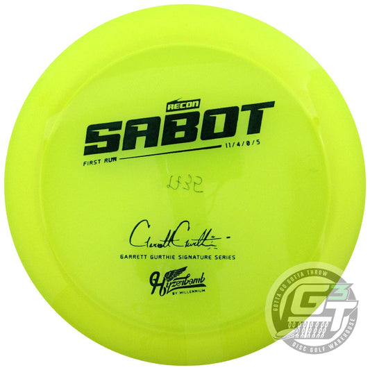 Hyzerbomb Golf Disc Hyzerbomb First Run Garrett Gurthie Signature Flat Top Recon Sabot Distance Driver Golf Disc