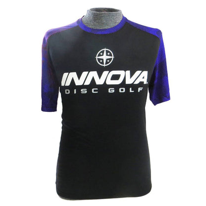 Innova Apparel S / Black / Blue Innova Rising Star Hex Camo Short Sleeve Performance Disc Golf Jersey