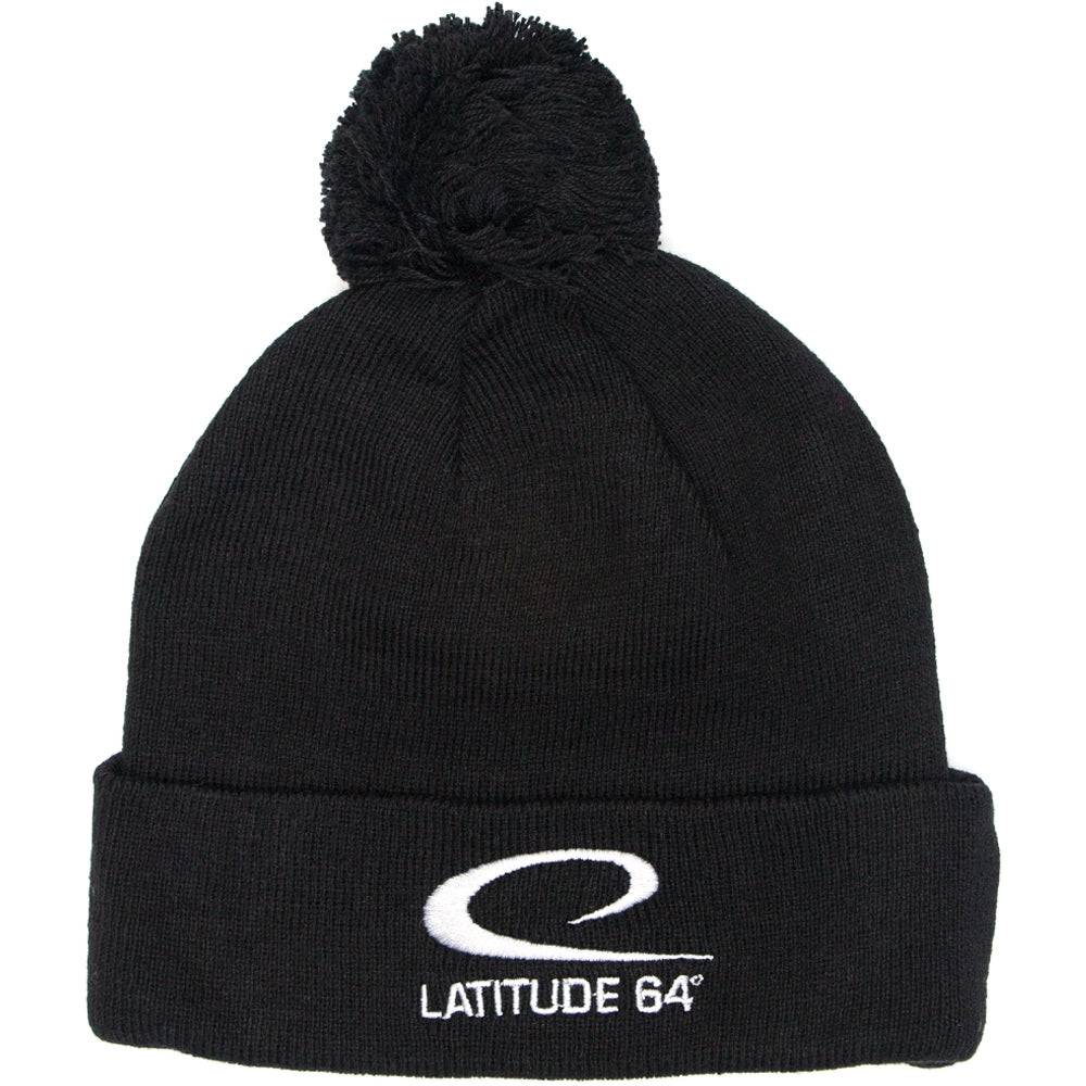 Latitude 64 Golf Discs Apparel Black Latitude 64 Logo Knit Pom Beanie Winter Disc Golf Hat
