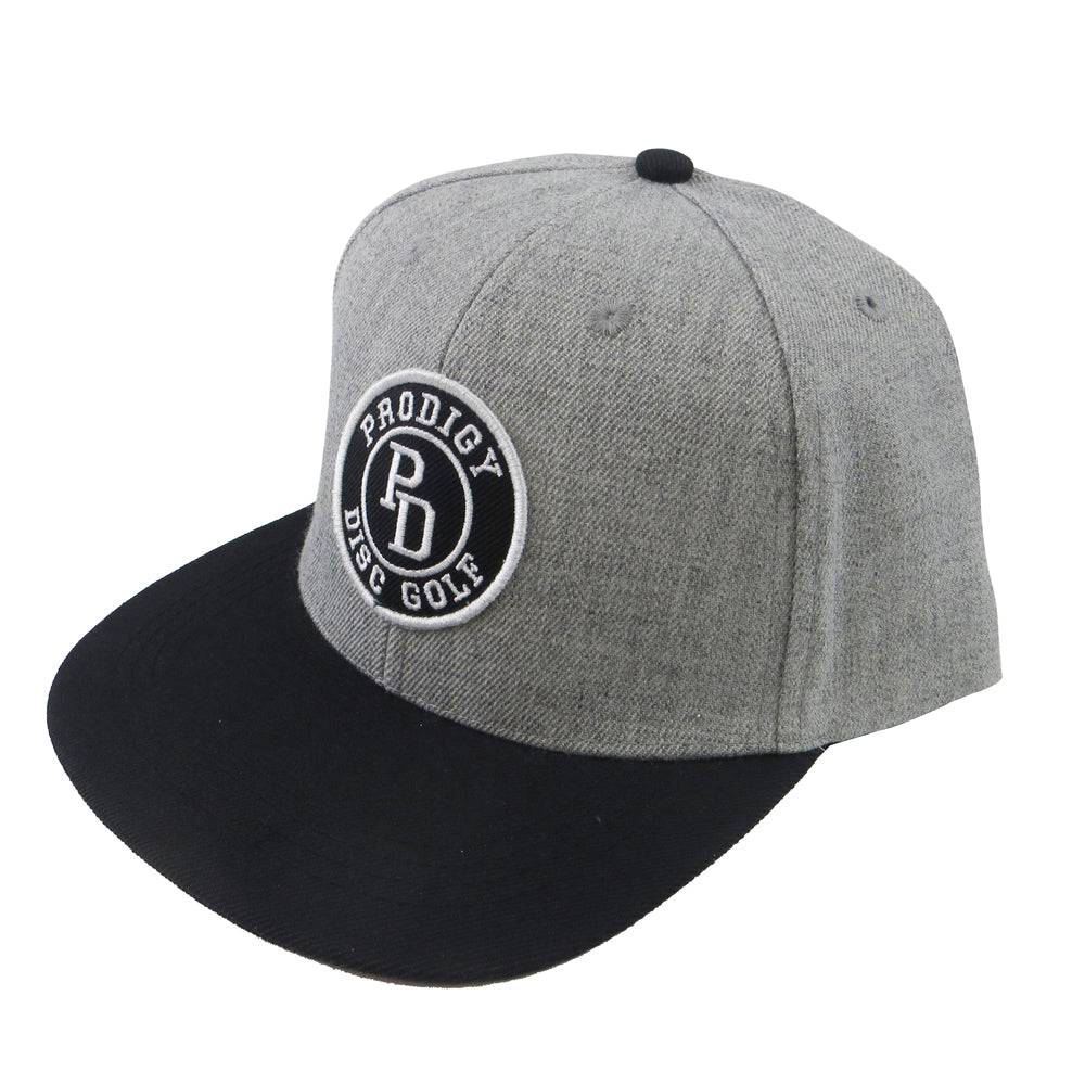 Prodigy Disc Apparel Gray / Black Prodigy Varsity Snapback Flatbill Disc Golf Hat