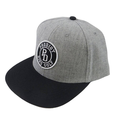 Prodigy Disc Apparel Gray / Black Prodigy Varsity Snapback Flatbill Disc Golf Hat